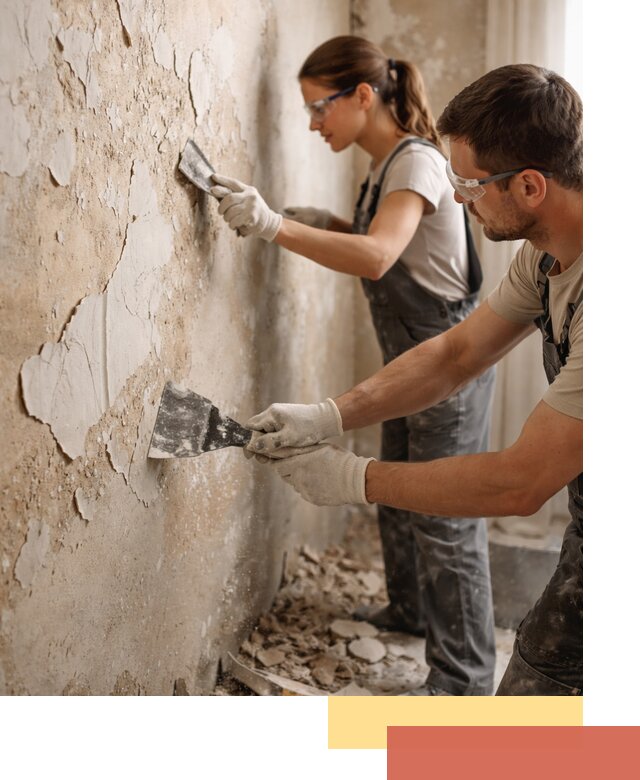 Снятие старой шпаклевки и подготовка поверхностей в чернушке