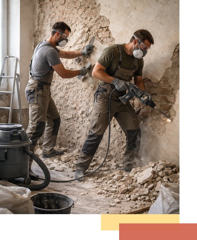 Демонтаж штукатурки со стен в чернушке быстро и аккуратно