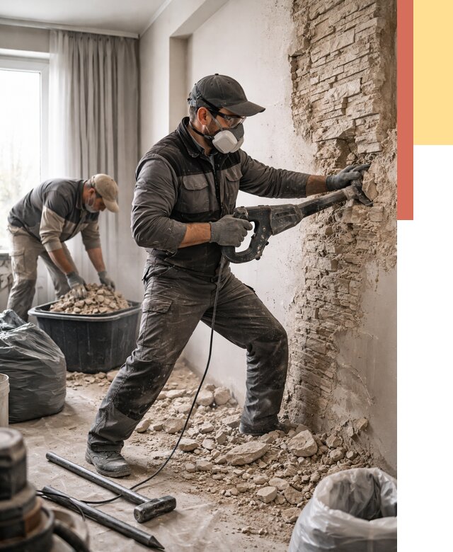 Демонтаж декоративного камня в чернушке от 1473 руб/м² — быстро и недорого | ОТДЕЛОЧНИК-Чрш