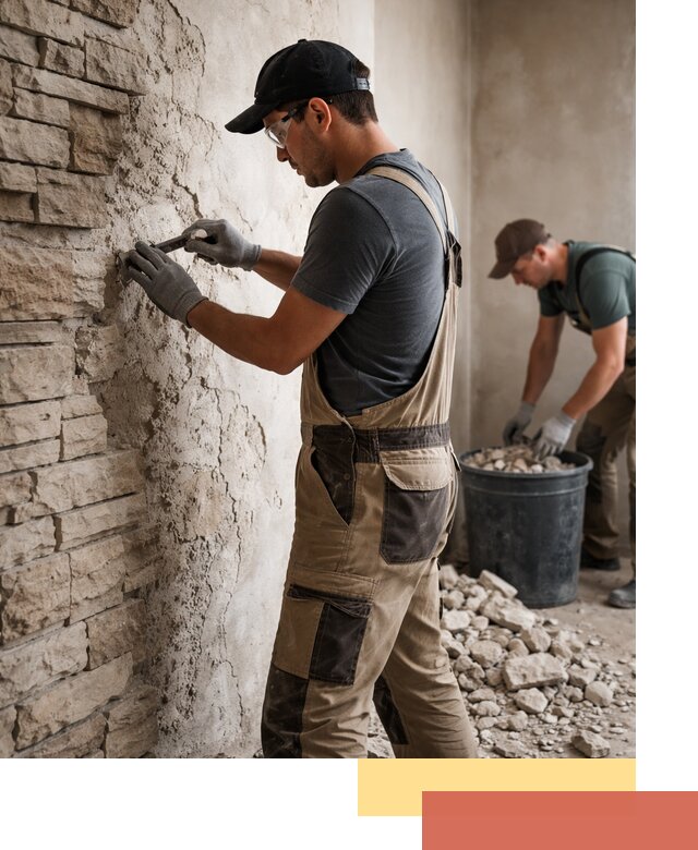 Демонтаж декоративного камня в чернушке профессионально и безопасно