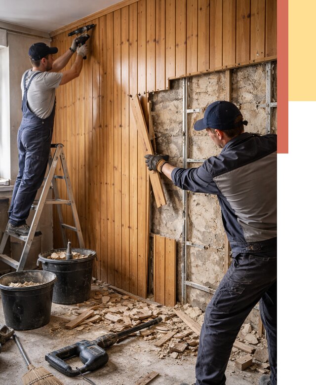 Демонтаж вагонки со стен в чернушке от 1473 руб. — снятие, удаление, срочно | ОТДЕЛОЧНИК-Чрш