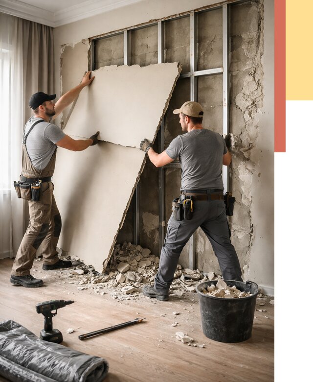 Демонтаж гипсокартона со стен в чернушке от 355 руб. — услуги демонтажа | ОТДЕЛОЧНИК-Чрш