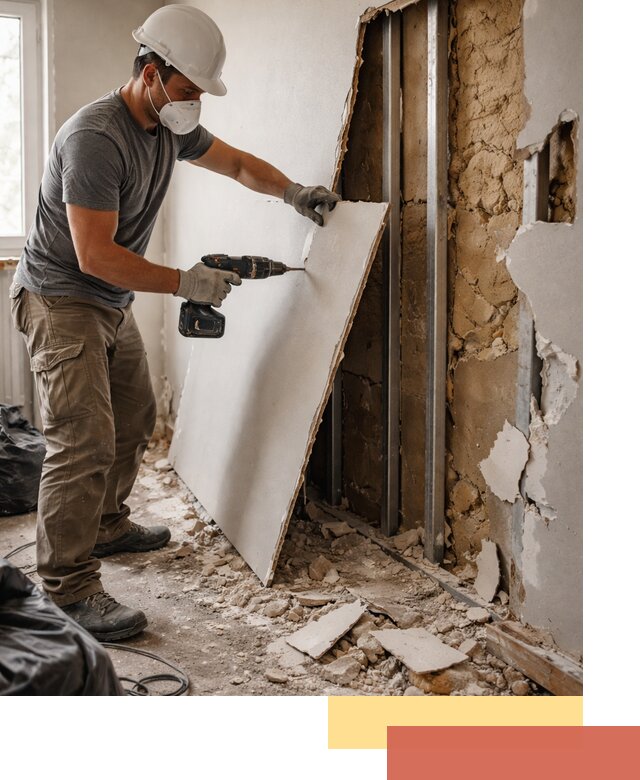 Демонтаж гипсокартона со стен в чернушке качественно и быстро