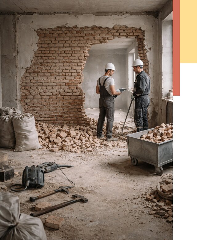 Демонтаж кирпичных стен в чернушке от 4266 руб. — быстро, недорого, под ключ | ОТДЕЛОЧНИК-Чрш