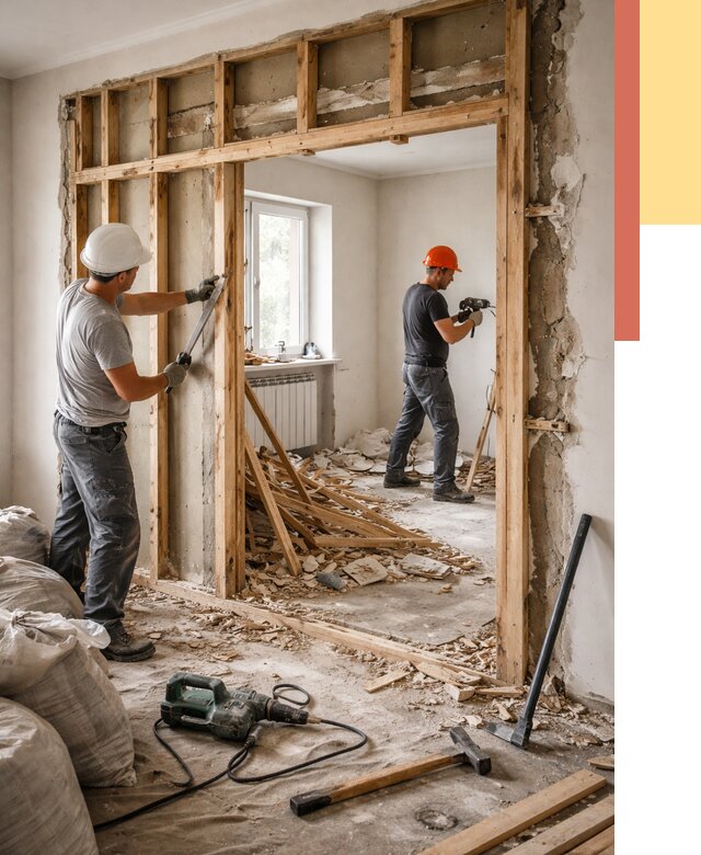 Демонтаж деревянных перегородок в чернушке от 3250 руб. — быстро и недорого | ОТДЕЛОЧНИК-Чрш