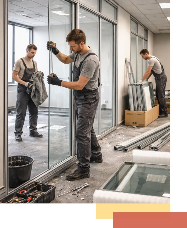 Демонтаж стеклянных перегородок в чернушке быстро и безопасно