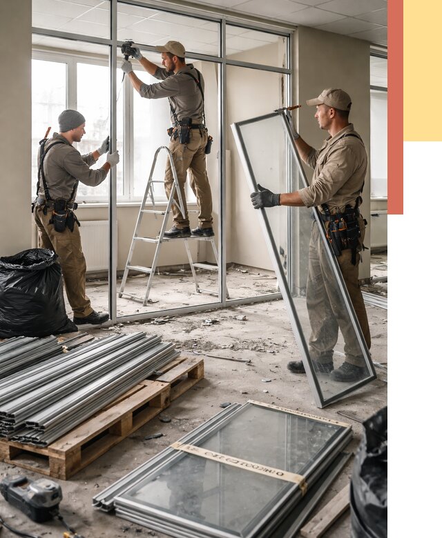 Демонтаж алюминиевых перегородок в чернушке от 4266 руб. — быстро и недорого | ОТДЕЛОЧНИК-Чрш