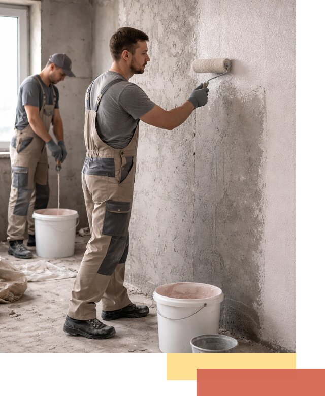 Нанесение бетоноконтакта на стены в чернушке для последующей отделки