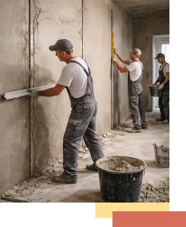 Штукатурка стен по маякам в чернушке — точная и ровная поверхность