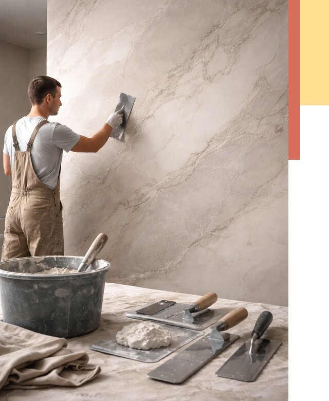 Декоративная штукатурка под мрамор в чернушке от 2844 руб./м² — быстро и недорого | ОТДЕЛОЧНИК-Чрш