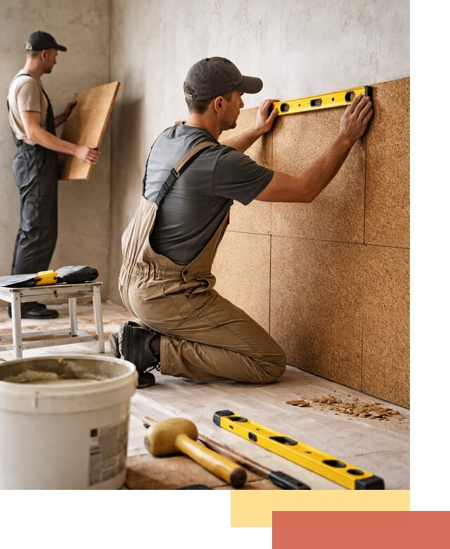 Монтаж пробковых панелей на стены в чернушке быстро и качественно