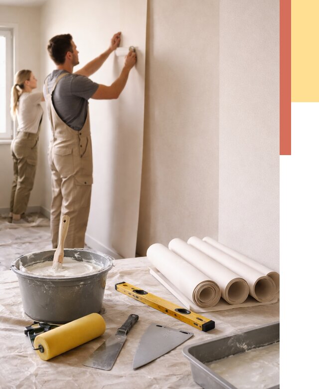 Поклейка бумажных обоев в чернушке от 5586 руб./м2 — быстро и недорого | ОТДЕЛОЧНИК-Чрш