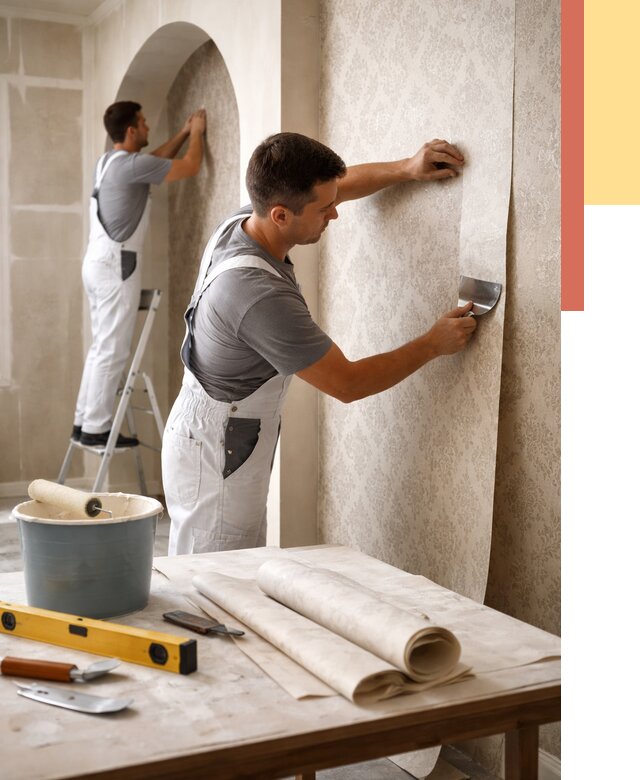 Поклейка обоев на сложные стены в чернушке от 2844 руб. под ключ | ОТДЕЛОЧНИК-Чрш