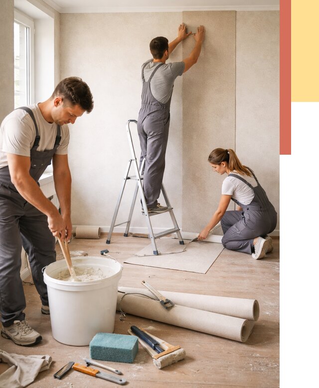 Оклейка стен обоями в чернушке от 3555 руб/м2 — быстро и недорого | ОТДЕЛОЧНИК-Чрш