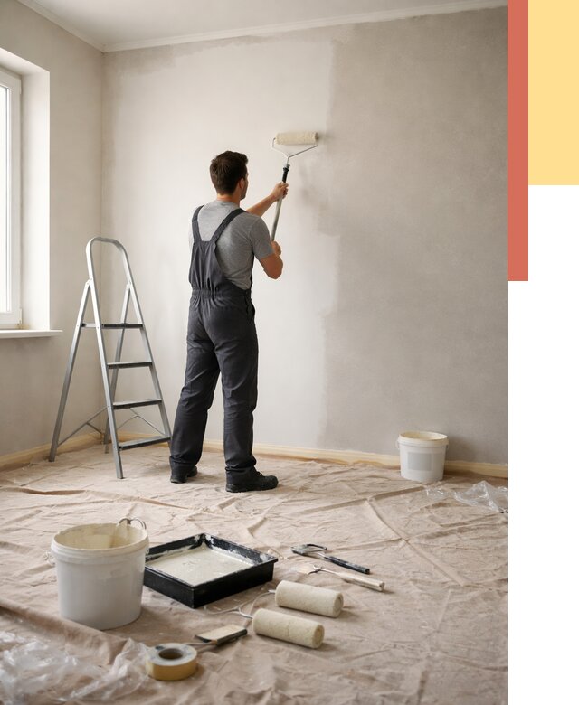 Покраска стен моющейся краской в чернушке от 355 руб./м² — быстро и недорого | ОТДЕЛОЧНИК-Чрш