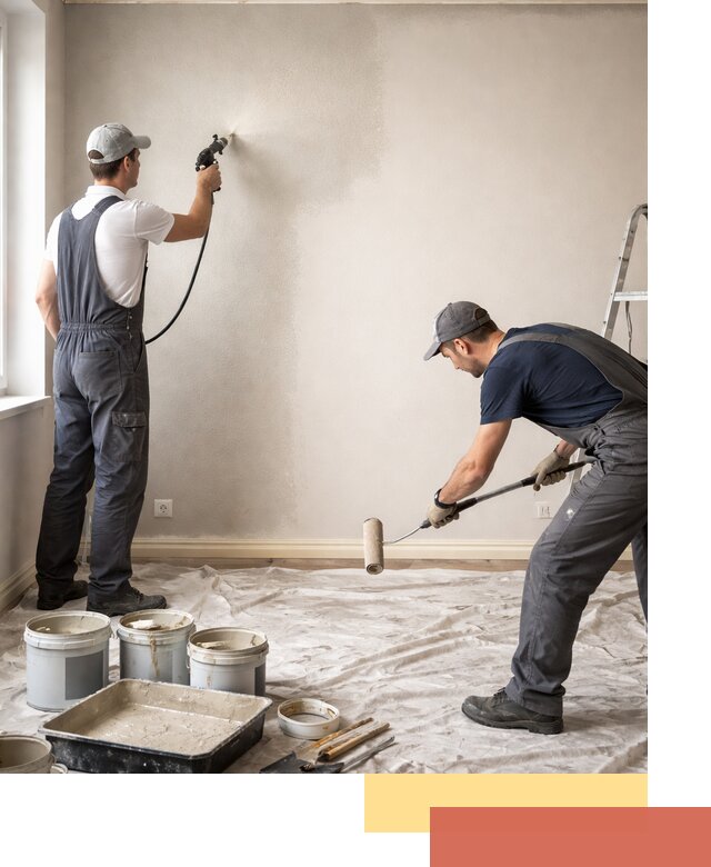 Покраска стен моющейся краской и защита поверхностей в чернушке