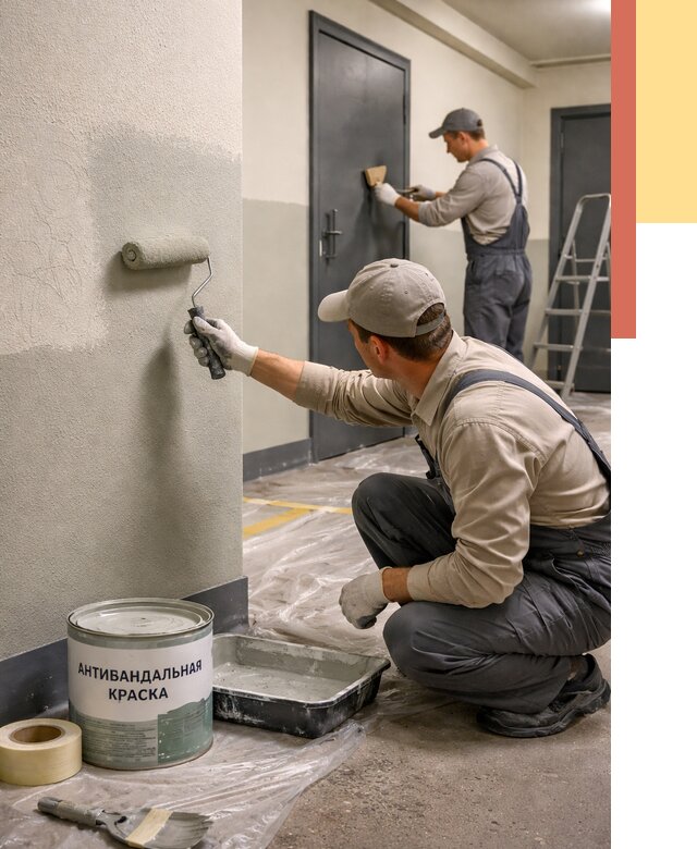 Покраска стен антивандальной краской в чернушке от 4570 руб./м² под ключ | ОТДЕЛОЧНИК-Чрш