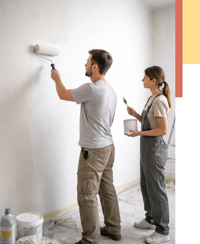 Окраска стен по стеклохолсту в чернушке от 4570 руб/м² под ключ | ОТДЕЛОЧНИК-Чрш