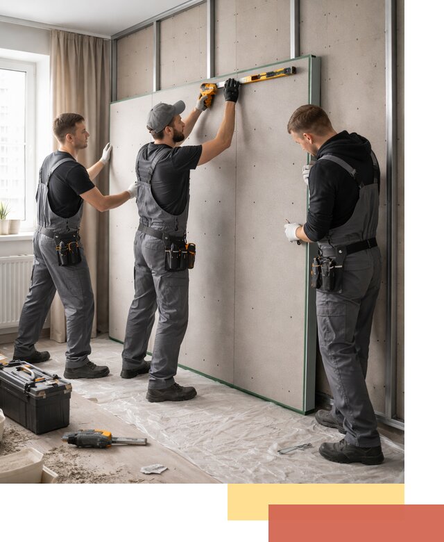 Шумоизоляция стен панелями ЗИПС в чернушке для жилых и коммерческих помещений