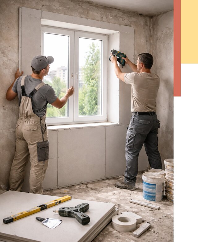 Монтаж откосов из гипсокартона в чернушке от 4570 руб. под ключ | ОТДЕЛОЧНИК-Чрш