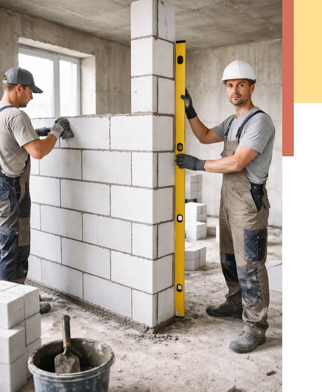 Кладка перегородок из пеноблока в чернушке от 1828 руб. под ключ | ОТДЕЛОЧНИК-Чрш