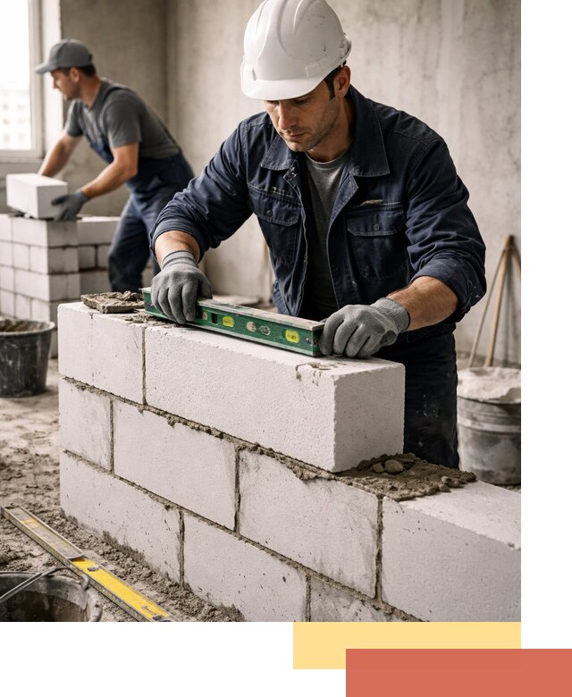 Кладка перегородок из пеноблока под ключ в чернушке