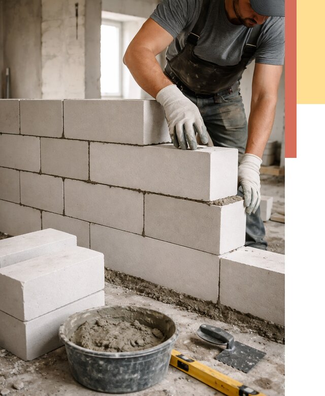 Кладка перегородок из силикатного блока в чернушке от 4062 руб. под ключ | ОТДЕЛОЧНИК-Чрш