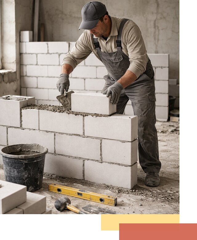 Кладка перегородок из силикатного блока в чернушке