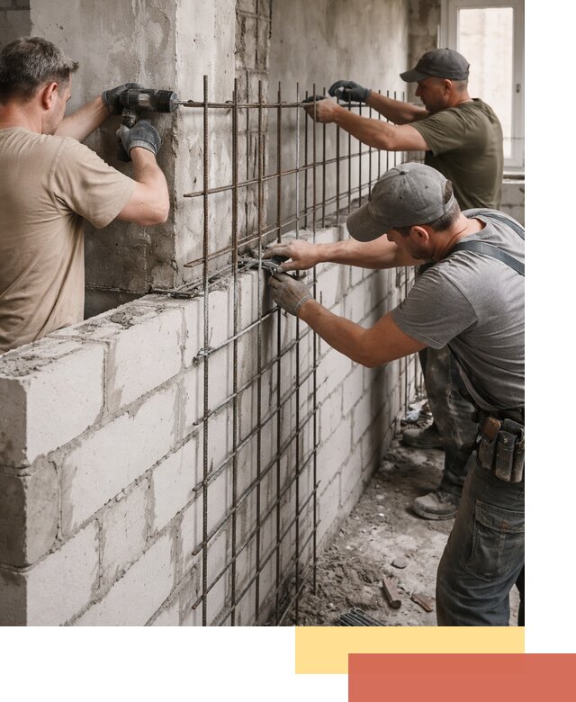 Армирование кладки перегородок в чернушке профессионально и надёжно