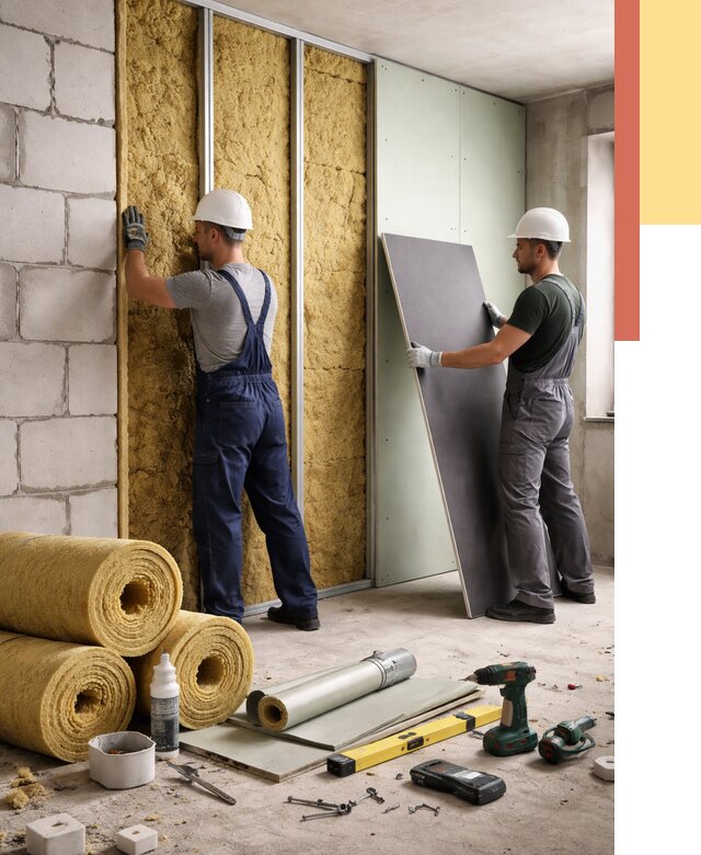 Шумоизоляция перегородок из блоков в чернушке от 1879 руб./м² — быстро и недорого | ОТДЕЛОЧНИК-Чрш