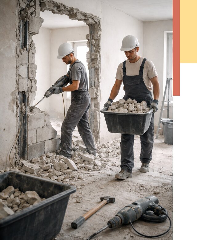 Демонтаж блоковых перегородок в чернушке от 3809 руб. — быстро и недорого | ОТДЕЛОЧНИК-Чрш