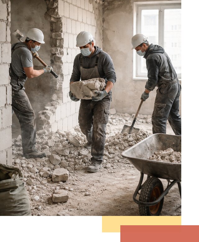 Демонтаж блочных перегородок в чернушке быстро и аккуратно