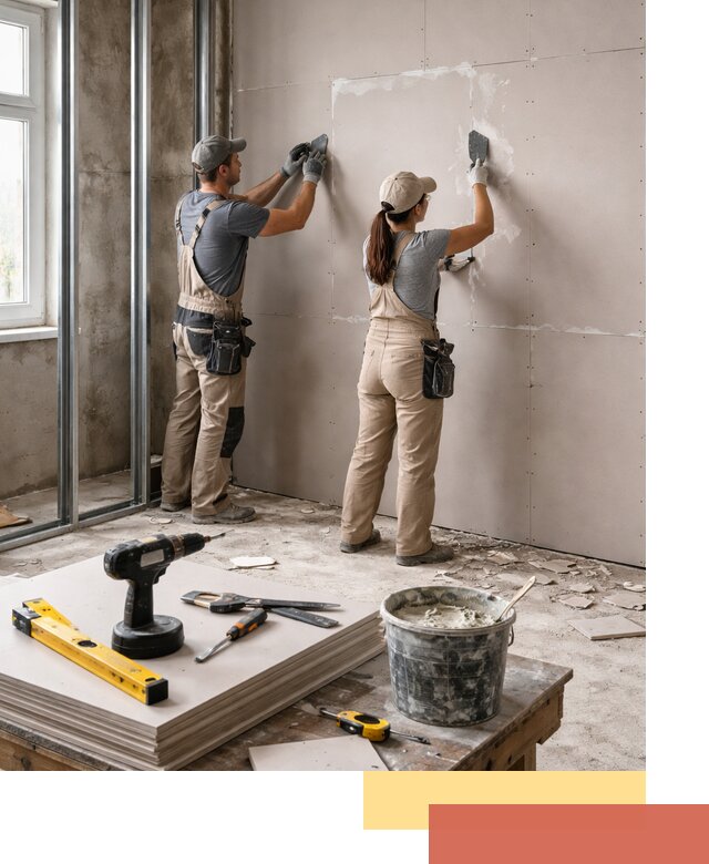 Монтаж двухслойной перегородки из гипсокартона в чернушке