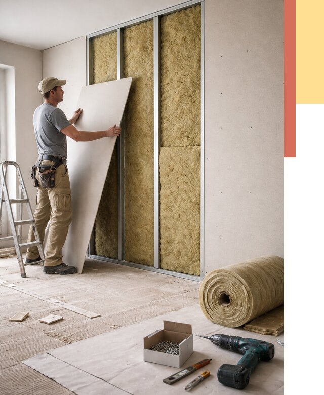 Перегородка из гипсокартона с шумоизоляцией в чернушке от 3169 руб. | ОТДЕЛОЧНИК-Чрш