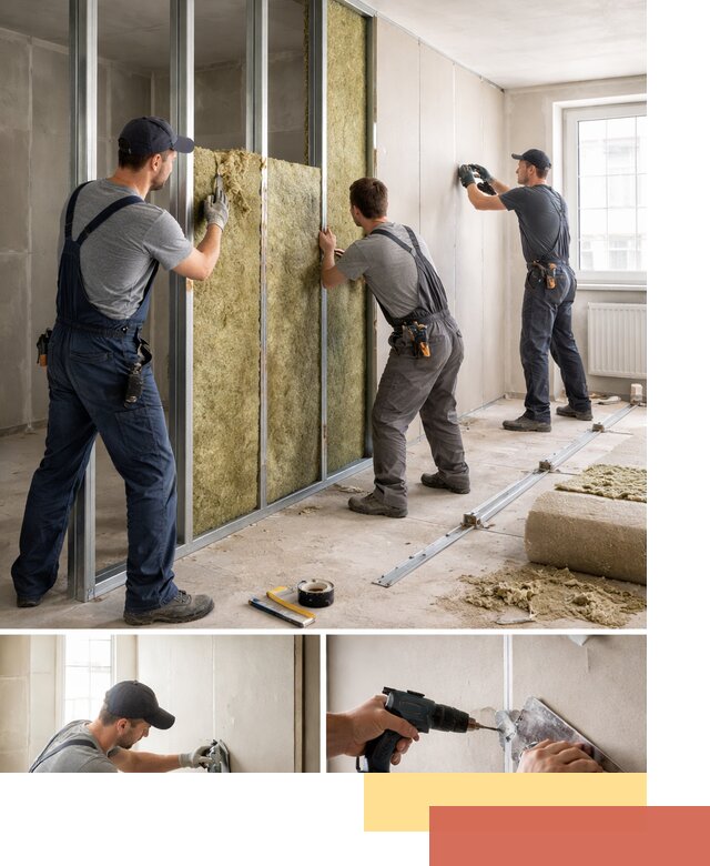 Перегородка из гипсокартона с шумоизоляцией в чернушке — монтаж под ключ