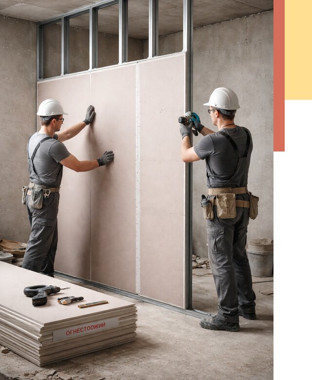 Перегородка из огнестойкого гипсокартона в чернушке от 1879 руб. под ключ | ОТДЕЛОЧНИК-Чрш