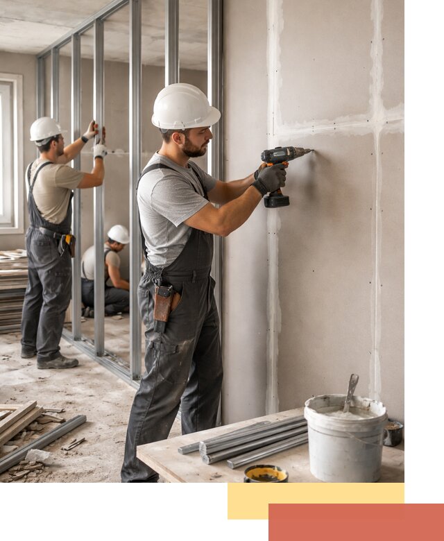 Перегородки из огнестойкого гипсокартона в чернушке под ключ