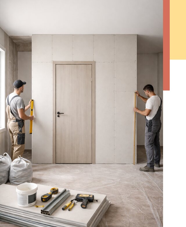 Перегородка из гипсокартона с дверью в чернушке от 4570 руб. под ключ | ОТДЕЛОЧНИК-Чрш