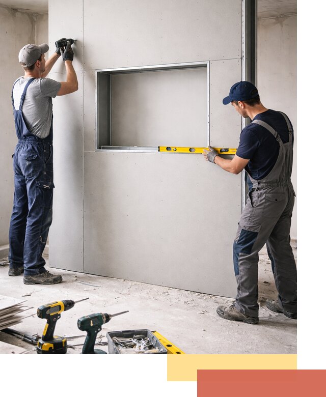 Перегородка из гипсокартона с нишей под декор в чернушке