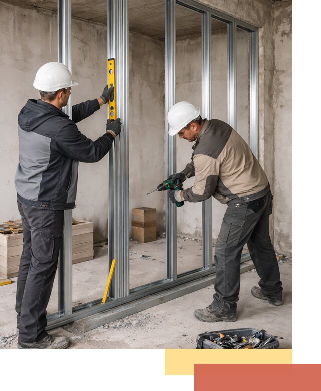 Монтаж каркаса перегородки из профиля в чернушке