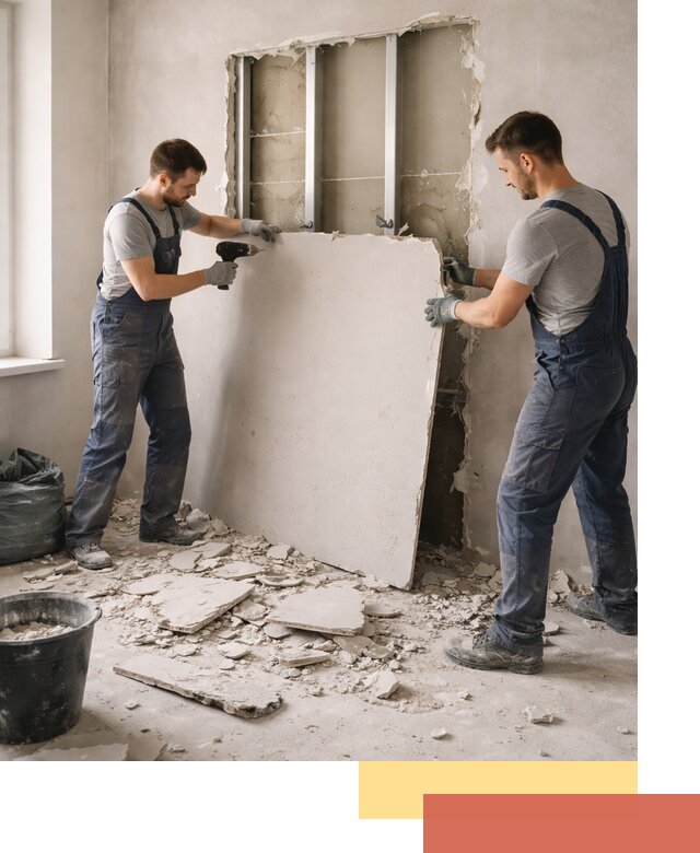 Демонтаж перегородки из гипсокартона в чернушке быстрый и аккуратный