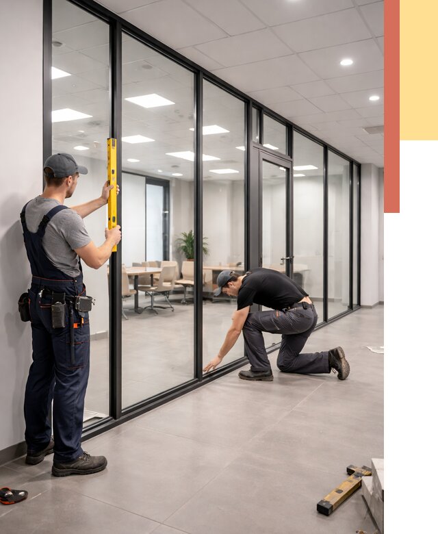 Каркасные стеклянные перегородки в чернушке под ключ от 9344 руб. | ОТДЕЛОЧНИК-Чрш