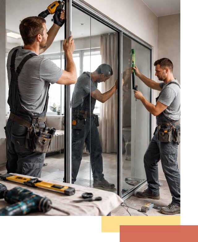 Каркасные стеклянные перегородки под ключ в чернушке