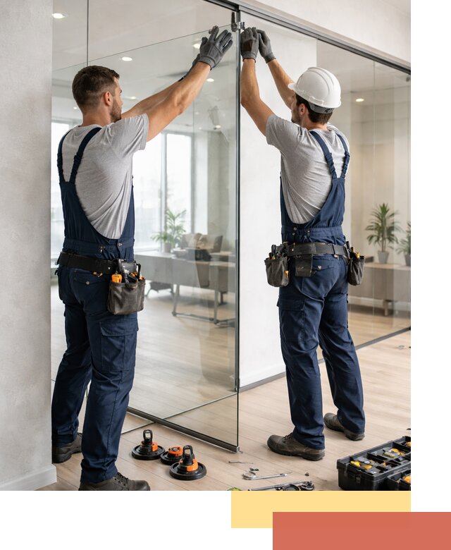 Безрамные стеклянные перегородки под ключ в чернушке