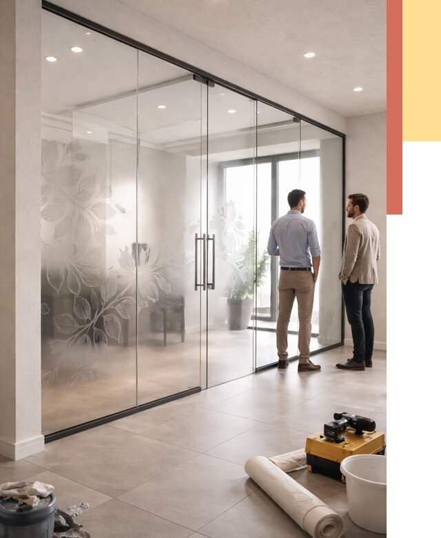 Стеклянные перегородки с рисунком в чернушке от 12695 руб. монтаж и нанесение | ОТДЕЛОЧНИК-Чрш