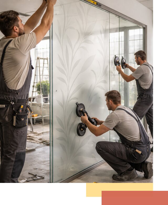 Стеклянные перегородки с рисунком на заказ в чернушке