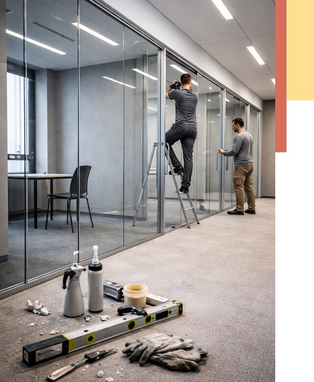 Стеклянные офисные перегородки в чернушке от 8633 руб. — монтаж и установка | ОТДЕЛОЧНИК-Чрш