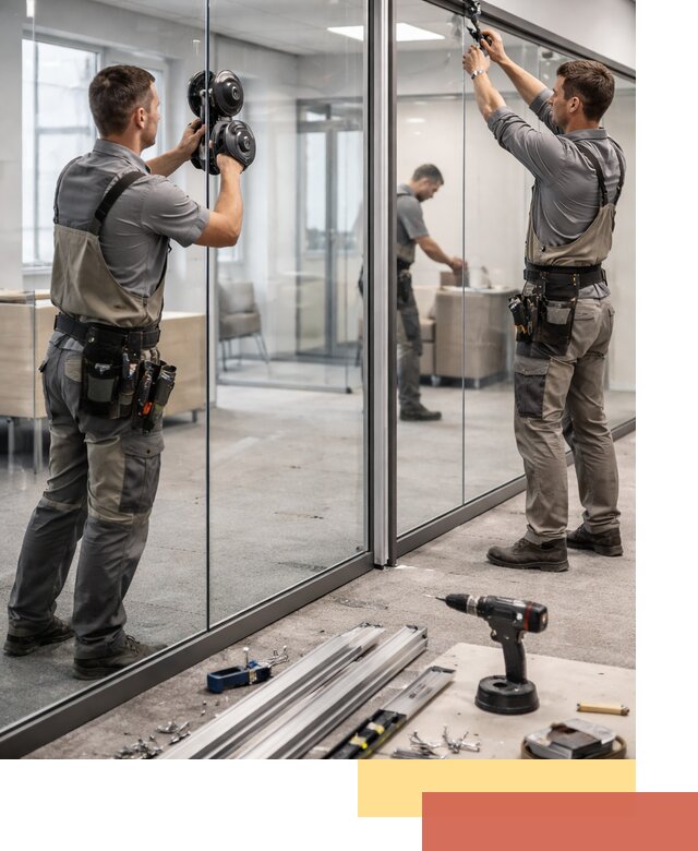 Стеклянные офисные перегородки под ключ в чернушке