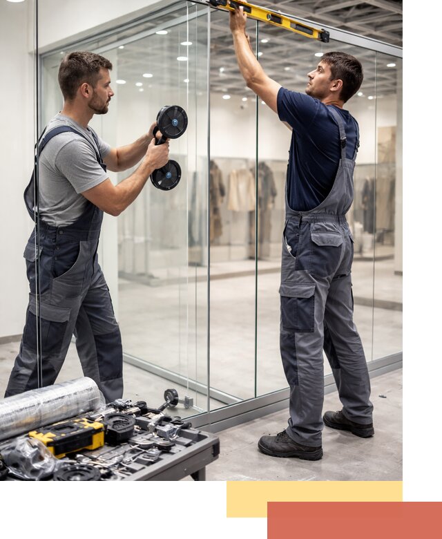 Стеклянные перегородки для магазинов в чернушке — монтаж и установка