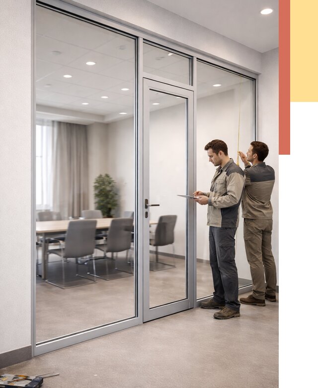 Установка и монтаж алюминиевых перегородок со стеклом в чернушке от 8328 руб. | ОТДЕЛОЧНИК-Чрш